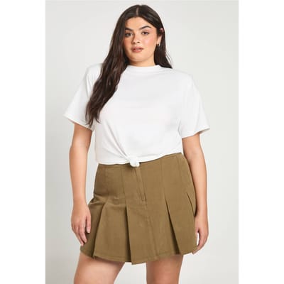 boohoo Dames Plus T-shirt met schoudervulling en knoopdetail | White | Maat: 16