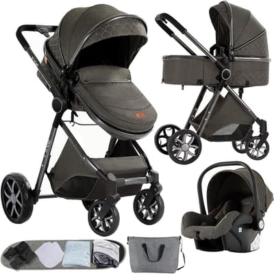 3-in-1 Kinderwagen - Reiswieg Kinderwagen - Baby Vervoeren - Dubbele Duwmodus - 83 x 62 x 106 cm - Grijs
