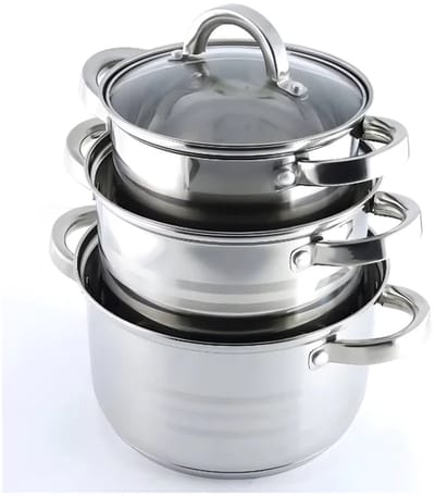 Cheffinger Pannenset - 6-delig - Zilver - RVS - Kookpannen - Inductie
