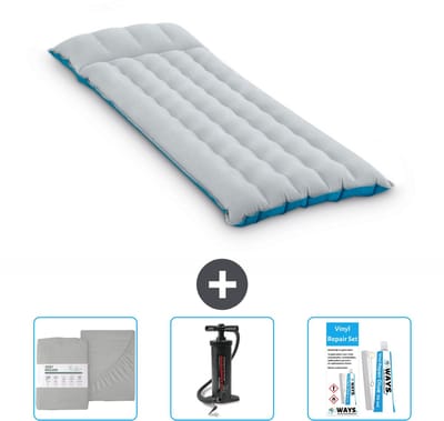 Intex Campingmat - 1-Persoons - 67 x 184 x 17 cm - Blauw - Inclusief Hoeslaken - Pomp en Reparatieset