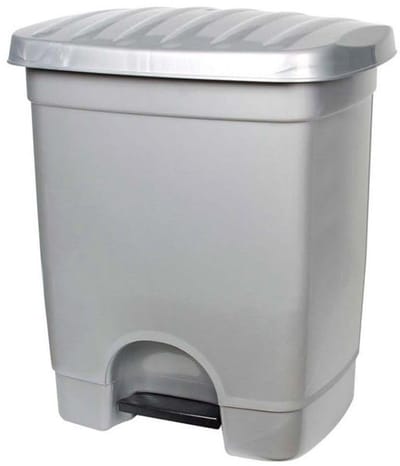 Pedal Bin - Afvalemmer Voeten - Huishoudelijk Afval - Geluiddempend Deksel - 25 Liter 34cm - Zilver Grijs