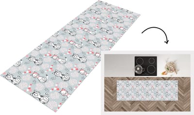 Keukenloper - Loper keuken - Patronen - Kat - Hart - 150x50 cm - Keukenloper vinyl