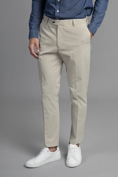 Laurent Vergne - Heren - Broek - Beige - Katoen Stretch - maat 46 - Slim fit