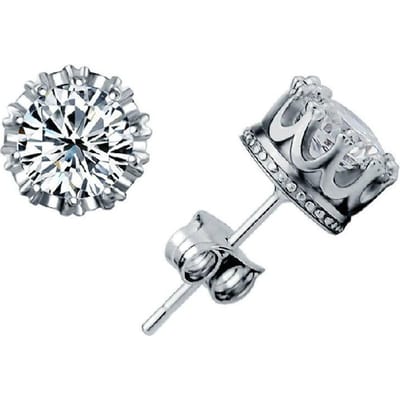 Boucles d'oreilles puces rondes 6 mm en Zircone Cubique AAA Argent Couleur Prata de Luxe en Gros gray