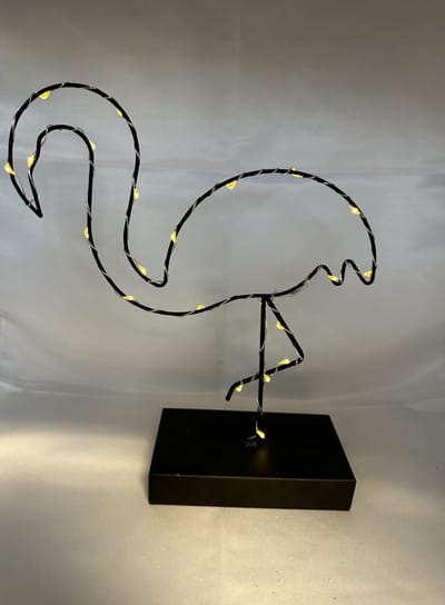 LED Flamingo van metaal - 23 LEDs - zwart - warm witte verlichting - hoogte 25x23x13 cm - Sfeerverlichting - Decoratie verlichting