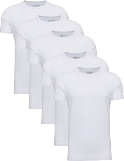 Yazubi Heren T-shirt Mythic – Regular Fit – Katoen Stretch – Wit – Ronde hals – 5-pack