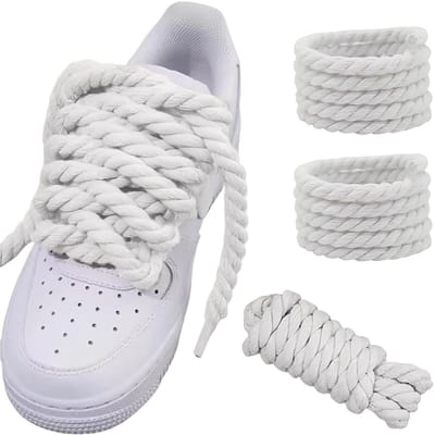 Dailygoods - Dikke Veters voor Air Force 1 - 8 mm, Wit, 140 cm - Gevlochten Katoen