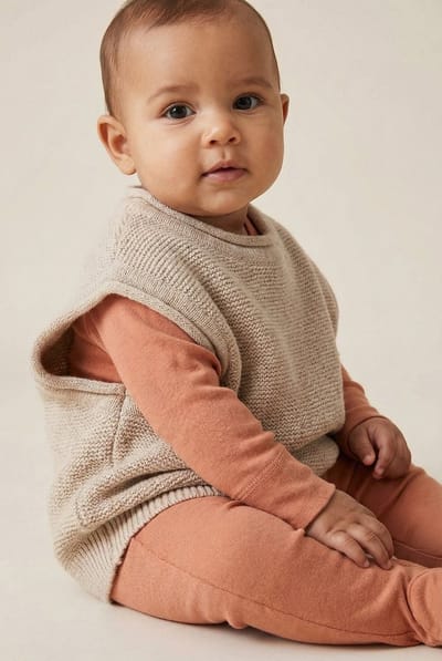 Merinowol gebreide baby spencer - Garlic 44