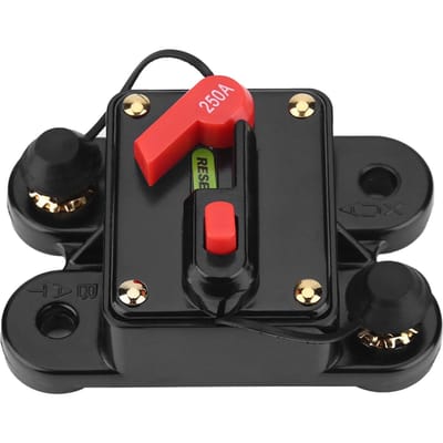 Disjoncteur DC12V pour Voiture Marine Bateau Vélo Stéréo Audio Réinitialisation Fusible 250A black
