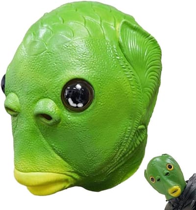 Vismasker - Dierenmasker - Feestkostuum - Realistisch Latex - 33x24 cm - Groen