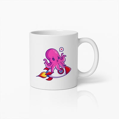 Schattige Octopus Raketten Mok – Leuke Ruimte Dieren Koffiebeker voor Kinderen en Volwassenen