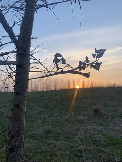 Metalen vogels tuin decoratie - De Koolmees - Decoratie vogels