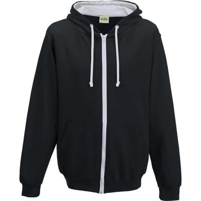 Just Hoods Varsity Zoodie JH053 - JET BLACK/HEATHER GREY - L