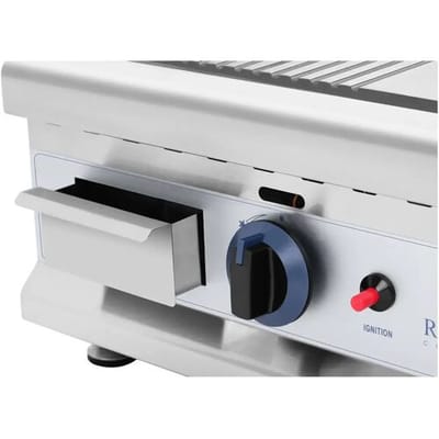 Royal Catering Dubbele gasgrill - 60 x 40 cm - glad / geribbeld - 2 x 3.100 W - aardgas - 20 mbar 10011918