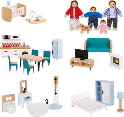 Houten poppenhuis meubels - Poppenhuis accessoires - Creatief spel - Realistische details - 26 delig - Niet gespecificeerd
