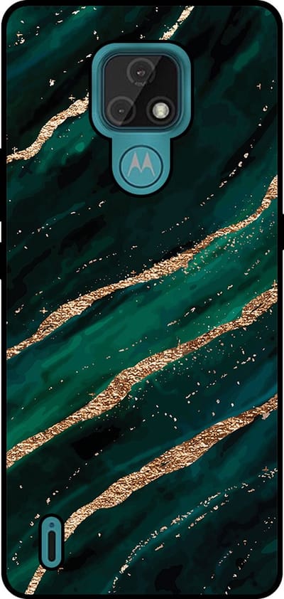 Smartphonica Telefoonhoesje Geschikt voor Motorola Moto E7 met marmer opdruk - TPU backcover case marble design - Groen Goud geschikt voor Motorola Moto E7