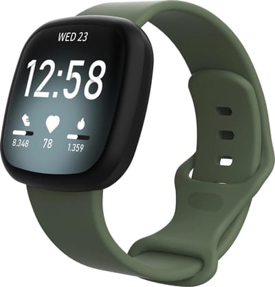 KELERINO. Siliconen bandje geschikt voor Fitbit Versa 3 / Sense - Groen - Large