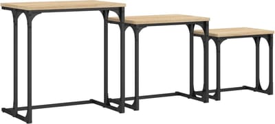 vidaXL - 3-delige - Tafeltjesset - bewerkt - hout - sonoma - eikenkleurig