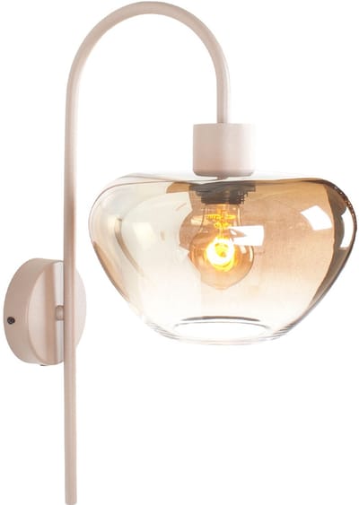 Wandlamp | 24 cm | genua zand / beige | E27 | beige crème | glas metaal | klassieke accent verlichting