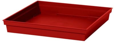 Bloempot kunststof onderschaal Toscane rood vierkant L33 x B33 x H5 cm - Onderschalen/opvangschalen