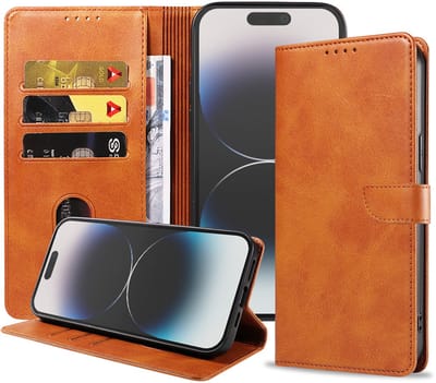 Geschikt voor iPhone 14 Pro Telefoonhoesje Kunstleer met Magnetisch lipje en Pasjeshouder Book Case met Klepje - Bruin - Smartphonica geschikt voor iPhone 14 Pro