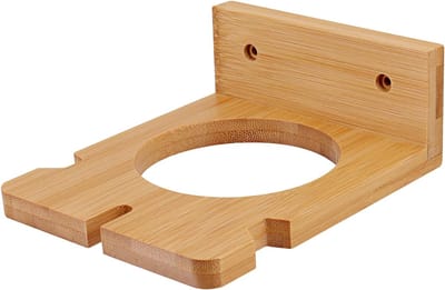 Famanu – Föhnhouder van bamboe voor wandmontage, zonder boren, met kabelhouder