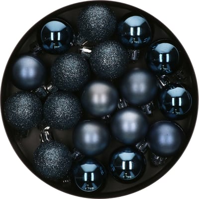 Atmosphera Kleine kerstballen - 18x st - blauw - D3 cm - kunststof - kerstversiering