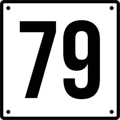 Huisnummerbord 79 - Incl. Schroeven en Pluggen – Acrylaat - 10 x 10 cm - Wit met Zwart
