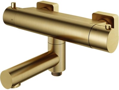 Hotbath Gal Thermostatische Badmengkraan met Wegdraaibare Omstel Uitloop - Geborsteld Messing PVD