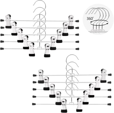 Famanu – Metalen broekhangers met klemmen set van 10, antislip clips, multifunctioneel voor broeken, rokken en lingerie