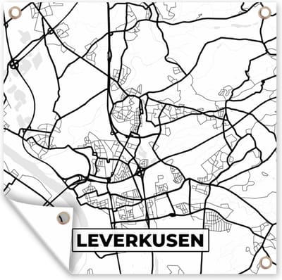 Tuin poster Leverkusen - Stadskaart - Kaart - Plattegrond - 200x200 cm - Tuindoek