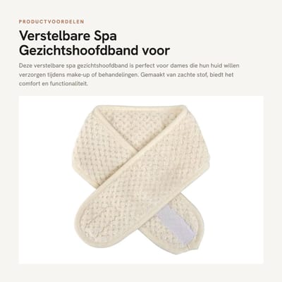 Dailygoods- Hoofdband Verstelbaar - Spa Hoofdband - Haarband Dames - Make-up Hoofdband - Sport Hoofdband - Zachte Stof 8 x 65 cm