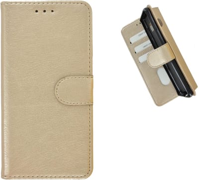 Pearlycase Goud Hoes Effen Wallet Book Case voor Samsung Galaxy S10e