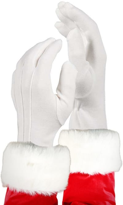 Apollo Kerstman handschoenen - wit - maat XL - kort model - katoen - verkleden