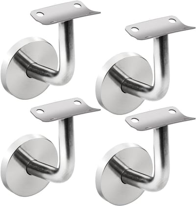 TOVBMUP 4 Stuks Trapleuning Wandbeugel - RVS Handrailhouder - 60x60mm - Modern en Strak Design - Geschikt voor Houten en Oudere Leuningen - RVS - Incl. Montagemateriaal
