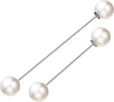 Fako Bijoux® - Vestsluiting - Vestclip - Sjaalspeld - Vestspeld - Sjaalklem - Sjaal Klem - Parel Set - Zilverkleurig
