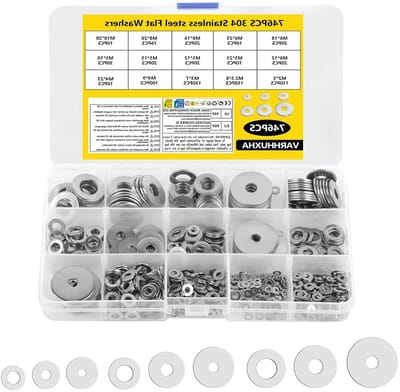 Complete Set van 746 RVS Ringetjes en Vlakke Washers voor Schroeven en Moeren, M2 tot M10 Assortiment