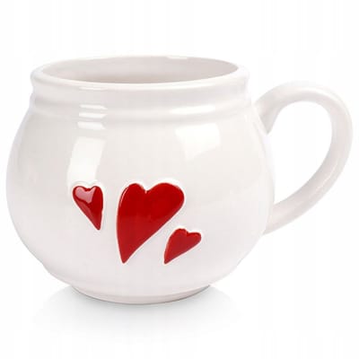 XL Porseleinen Mok met Hartjes - 430ml