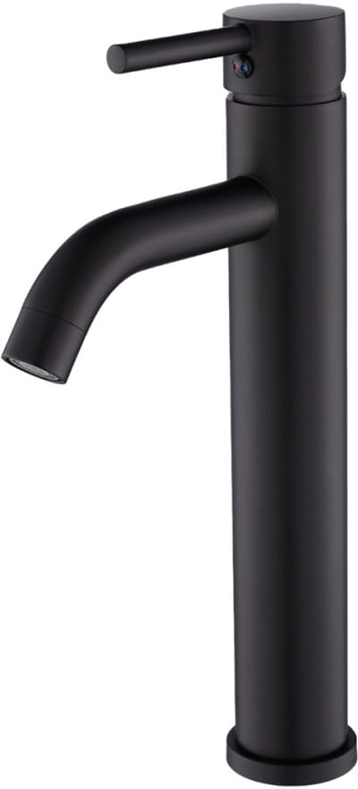 WEBO Hoge Design Wastafelkraan Toiletkraan Mediance 30 cm Messing - Waterbesparend – Gebogen – Mengkraan Koud en Warm – Mat Zwart