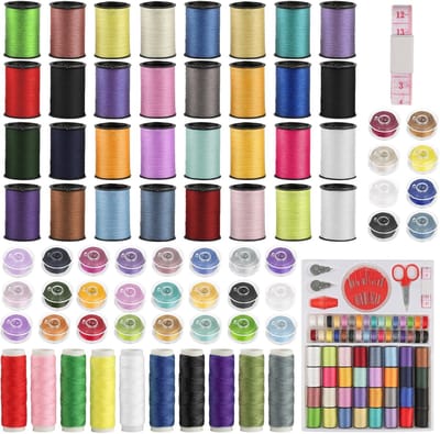 Naaigaren, 74 stuks voor naaimachine, gemengde kleuren set met accessoires voor hand en naaimachine