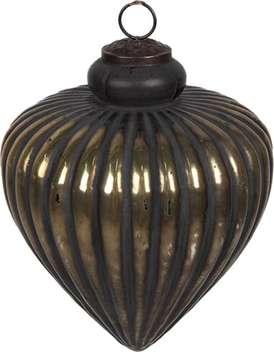 Clayre & Eef Kerstbal Overig Ø 7x8 cm Zwart Glas Kerstballen