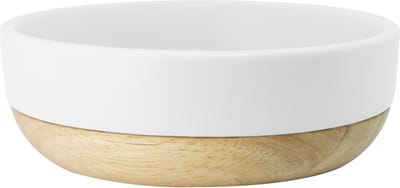 TAK Design Kio Serveerkom M - Aardewerk/Acaciahout - Ø14,3 x 4,5 cm - Wit