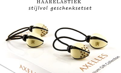 Exclusief Haarelastiek (2-set) in-geschenkdoos, gebroken-wit.