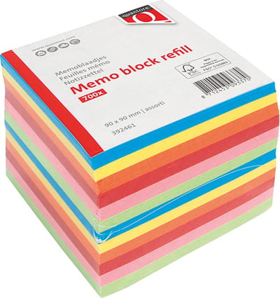 Memoblok quantore 90x90mm 700v losbladig assorti