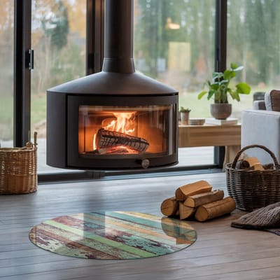 Coloray Vloerplaat Houtkachel - Vloerplaat voor Houtkachel - 70 cm x 70 cm - Vloerplaat Open Haard - Turkoois Vloerplaat Kachel - Onderplaat - Plaat voor Onder Kachel - Kachel Vloerplaat - Onderplaat Voor Houtkachel