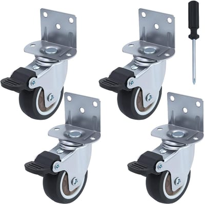 Dailygoods- Meubelwielen 360° Draaibaar - Zwenkwielen - Rubber Wielen - Met Remmen - 4 Stuks - Hoogwaardig TPR Materiaal - Rolwielen