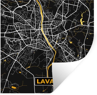 Muurstickers - Sticker Folie - Frankrijk - Stadskaart - Laval - Plattegrond - Kaart - 100x100 cm - Plakfolie - Muurstickers Kinderkamer - Zelfklevend Behang XXL - Zelfklevend behangpapier - Stickerfolie