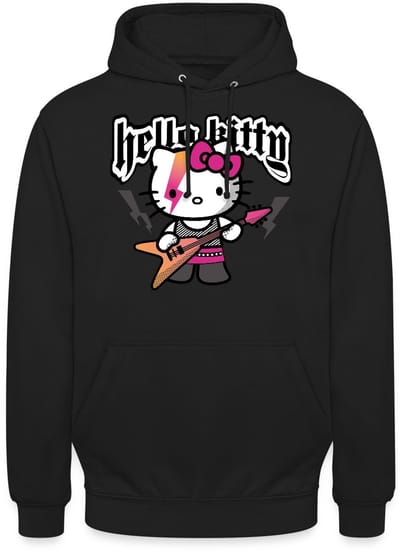 Hello Kitty In Een Rockoutfit Speelt E-gitaar Hoodie Unisex