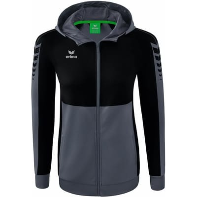 Erima Six Wings Trainingsjack Met Capuchon Dames - Zwart / Slate Grey | Maat: 36