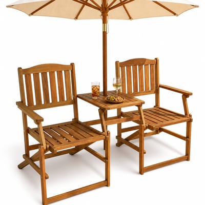 Loveseat Tuinbank 2-Persoons Opvouwbaar - Acaciahout - Met Tafel - 141x61x87 cm